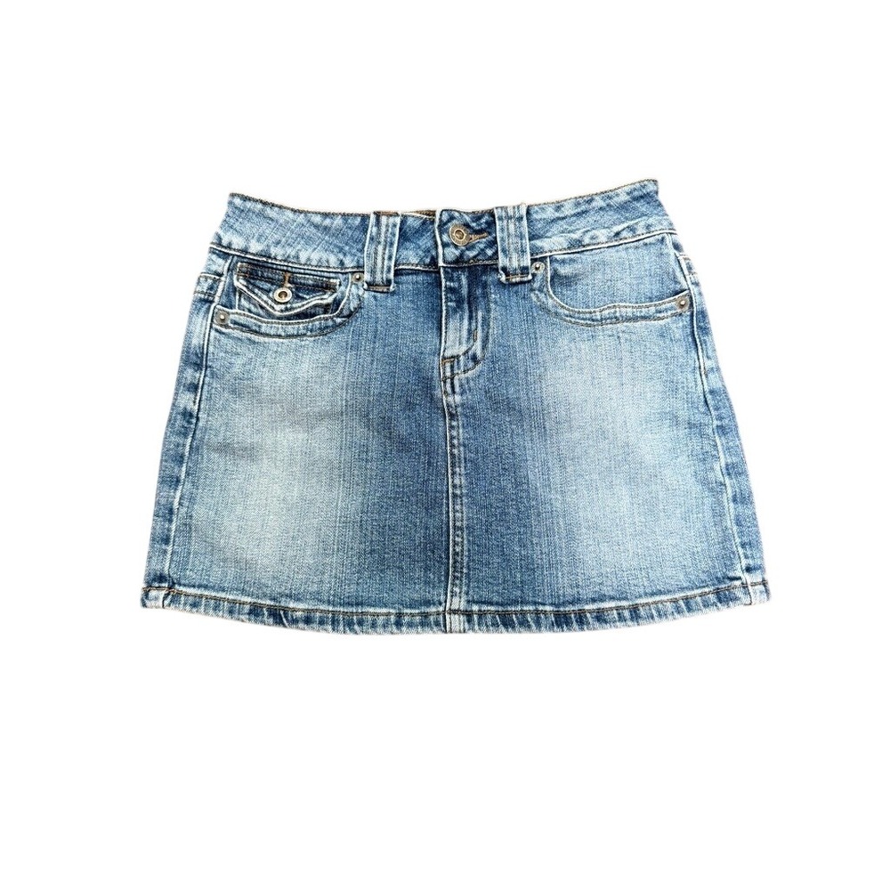 GUESS Jeans Vintage Y2K Denim Micro Mini Skirt Size 24 Light Wash Low Rise 2000s